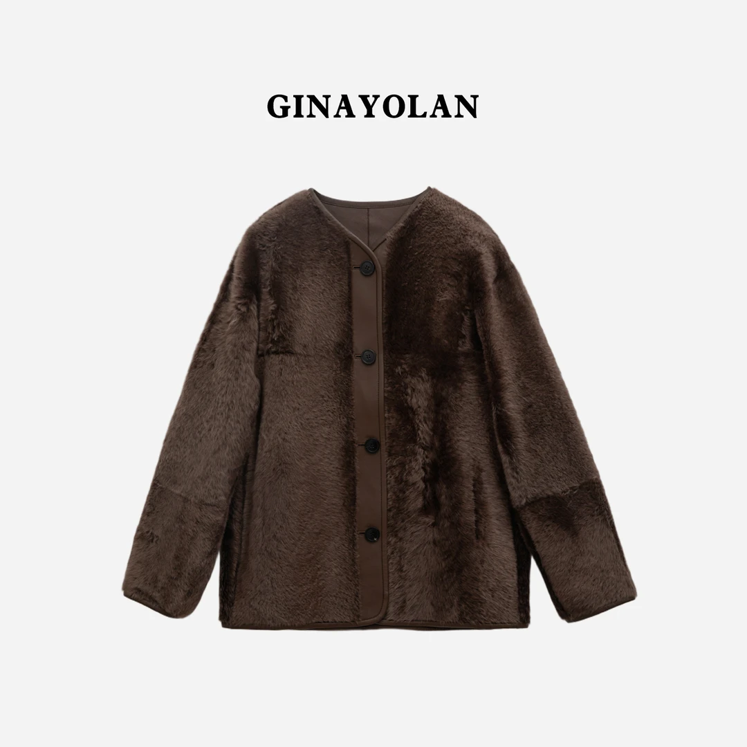 GINAYOLAN瑾颜|双面法国Lacon拉贡皮毛一体浴袍大衣