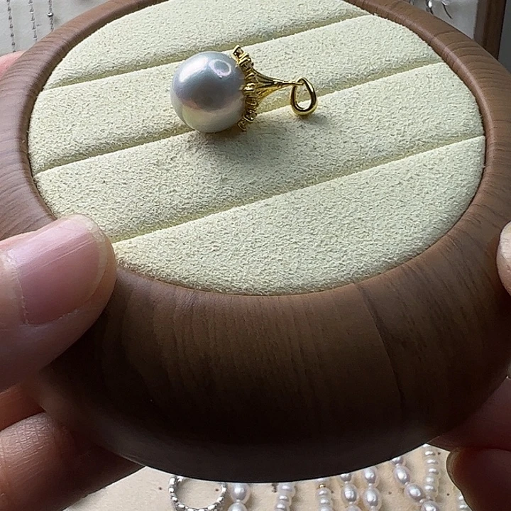 淡水珍珠银S925镶嵌吊坠(不含链)13.5mm