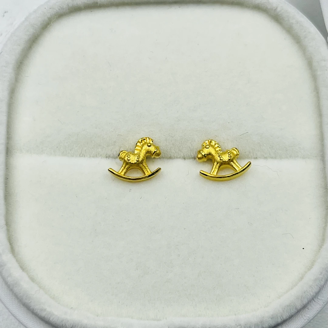 年终狂欢季  足金999 本命年生肖小马直针黄金耳钉 马到成功
