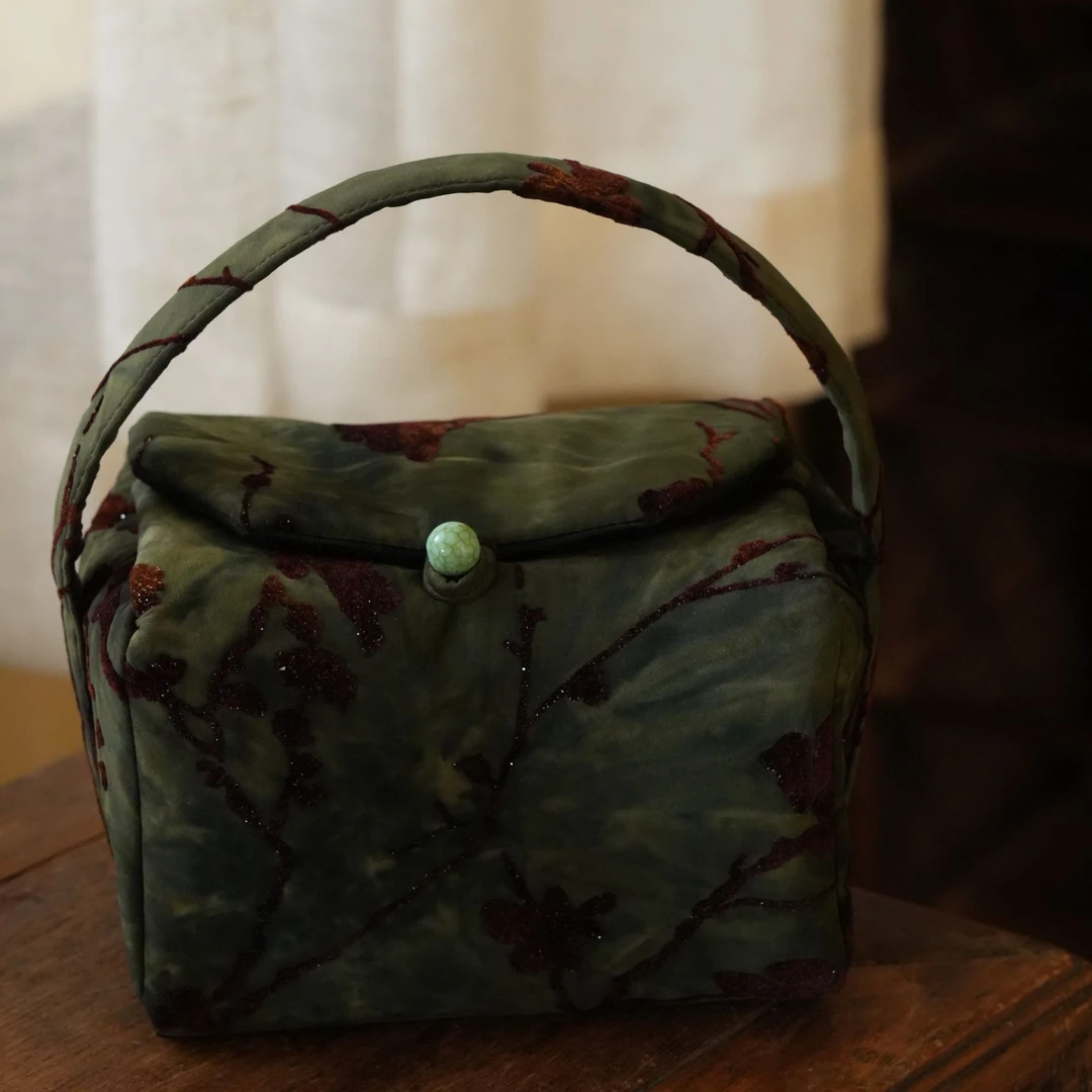 丝绒扎染绿色中号饭盒包