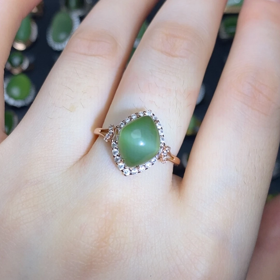 和田玉（碧玉）银S925镶嵌吊坠(不含链)