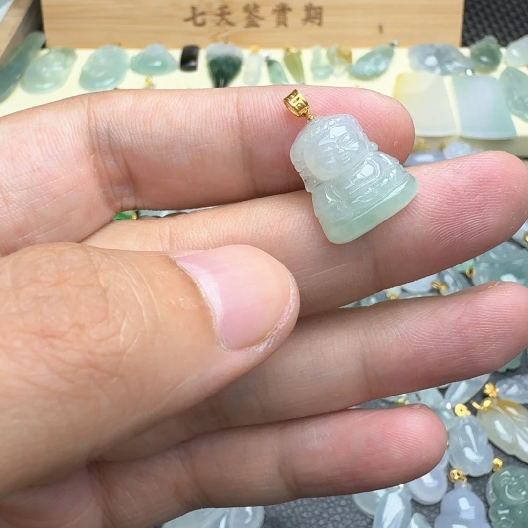 翡翠18K金镶嵌吊坠(不含链)宝宝佛