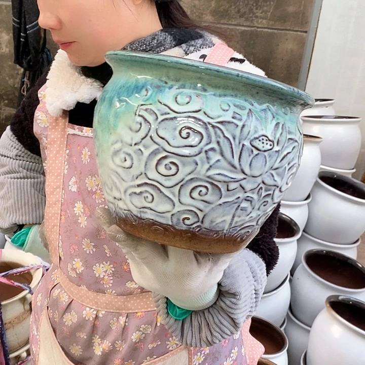 紫砂花盆瑕疵口20高16