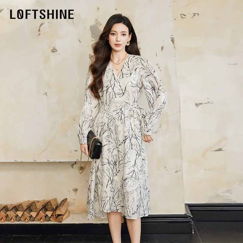 【黄蓉推荐】LOFTSHINE珞炫连衣裙法式优雅温柔系气质长裙24313187