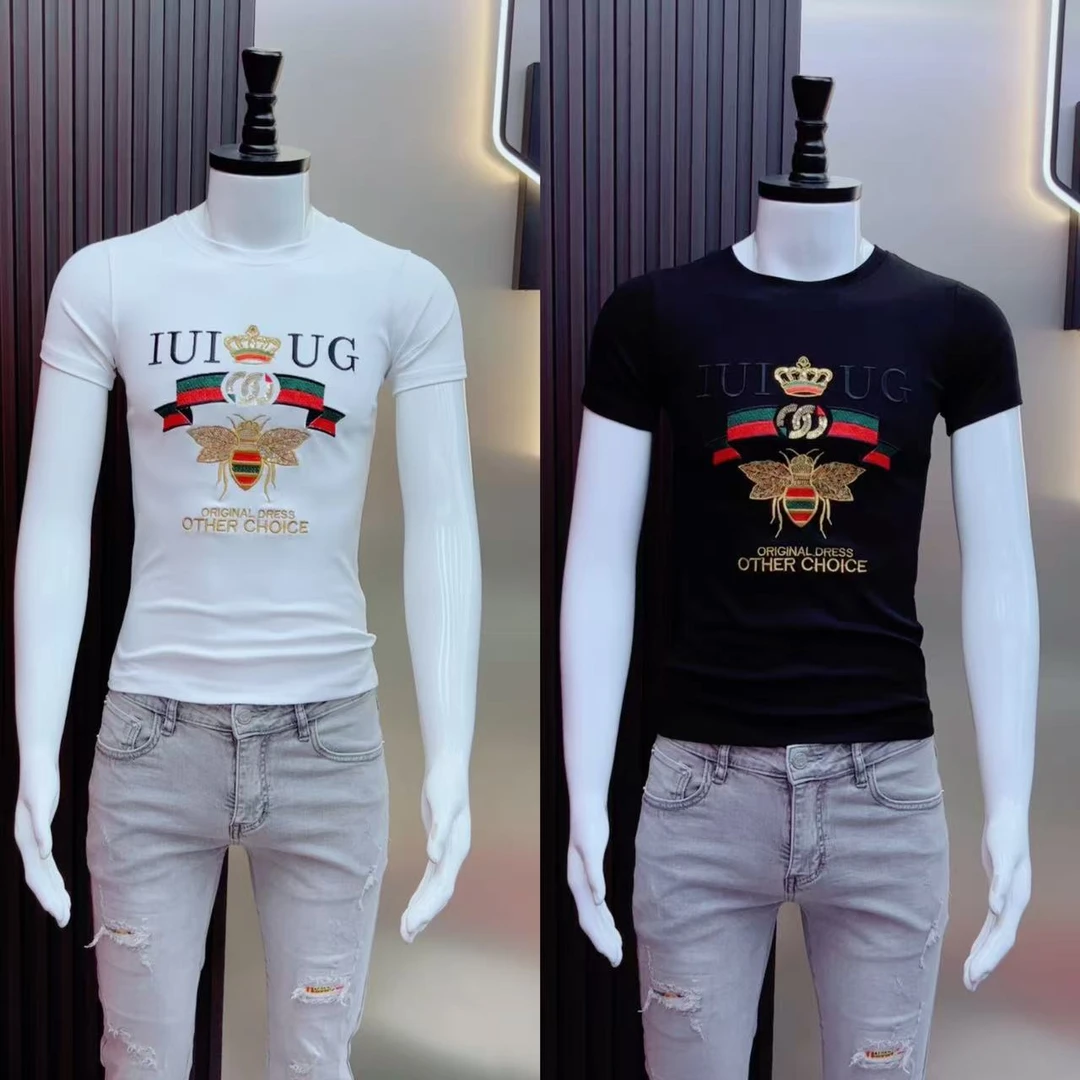 时尚潮流精神小伙网红修身t恤夏季半袖圆领短袖