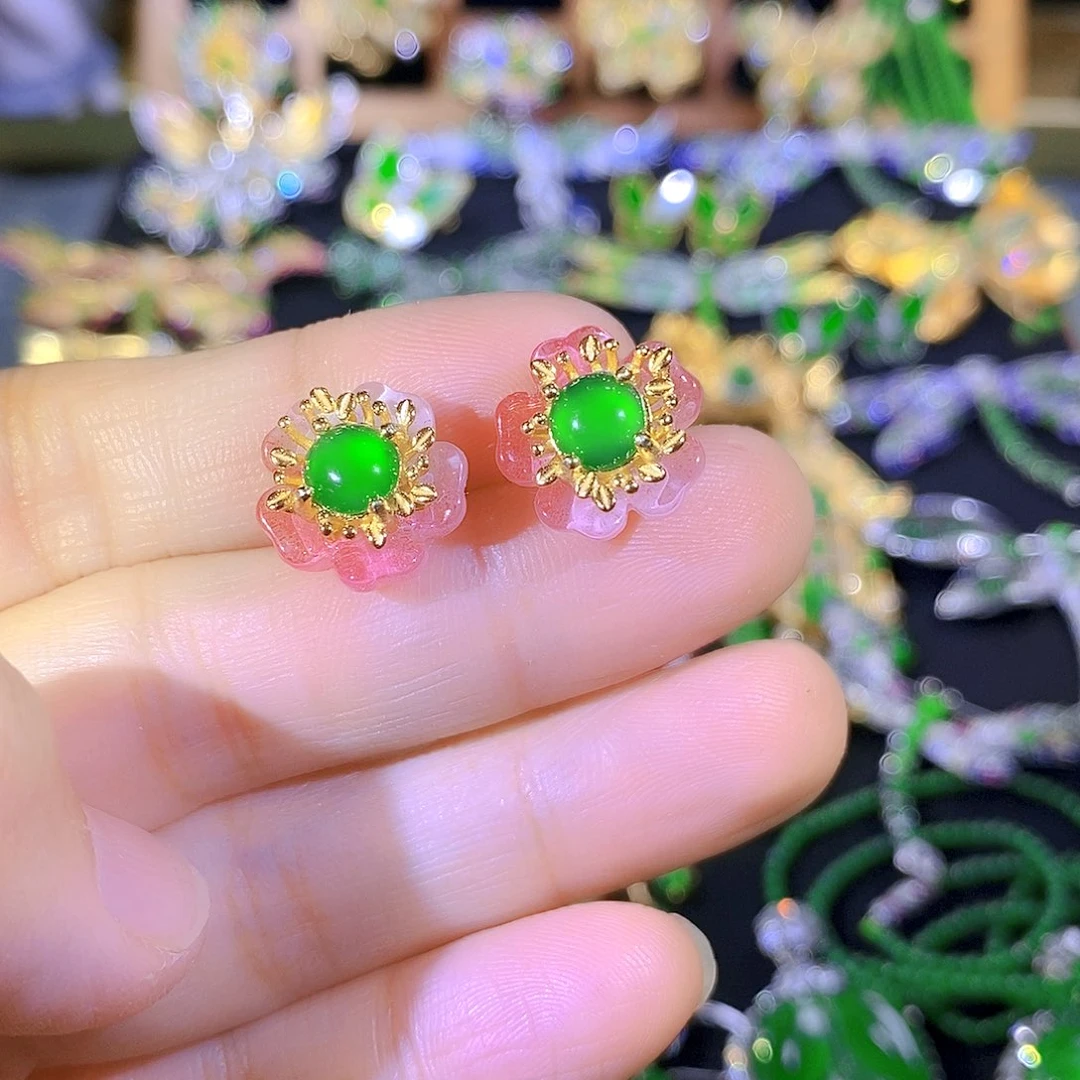 吊坠(不含链)银S925镶嵌翡翠