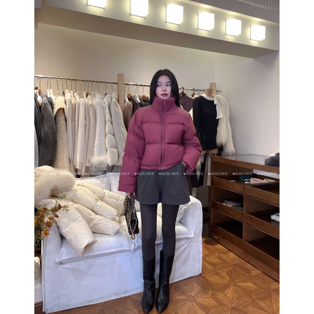 【古古】12.06新品 大面包 韩系立领保暖短款90白鸭绒羽绒服 G24628