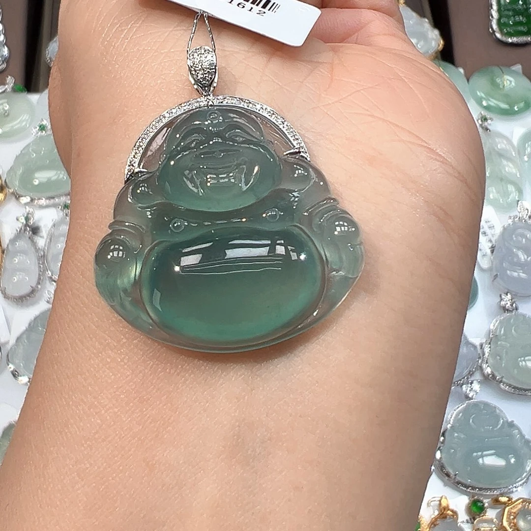 翡翠18K金镶嵌吊坠(不含链)1612