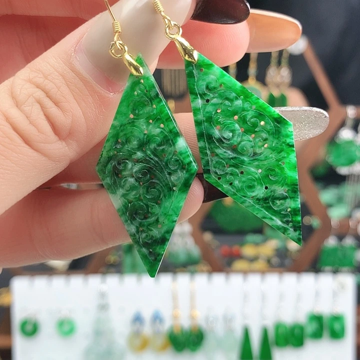 翡翠银S925镶嵌耳饰耳饰