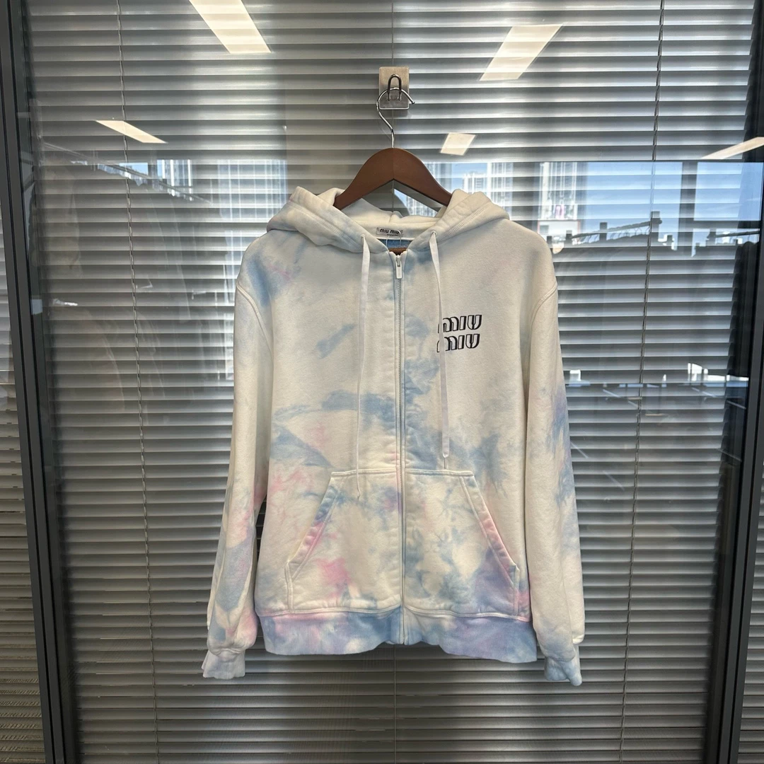99新 MIU MIU/缪缪 扎染logo拉链帽衫 99新 s码 #ss6749