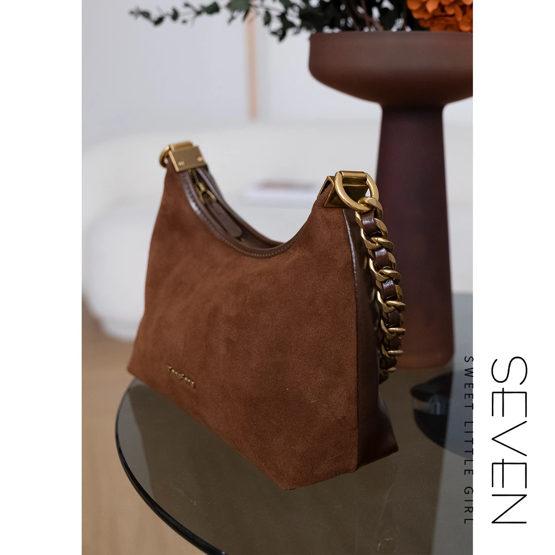 ⑦七七146小个子秋冬新款真皮磨砂轻奢软皮复古双面单肩包包小美说