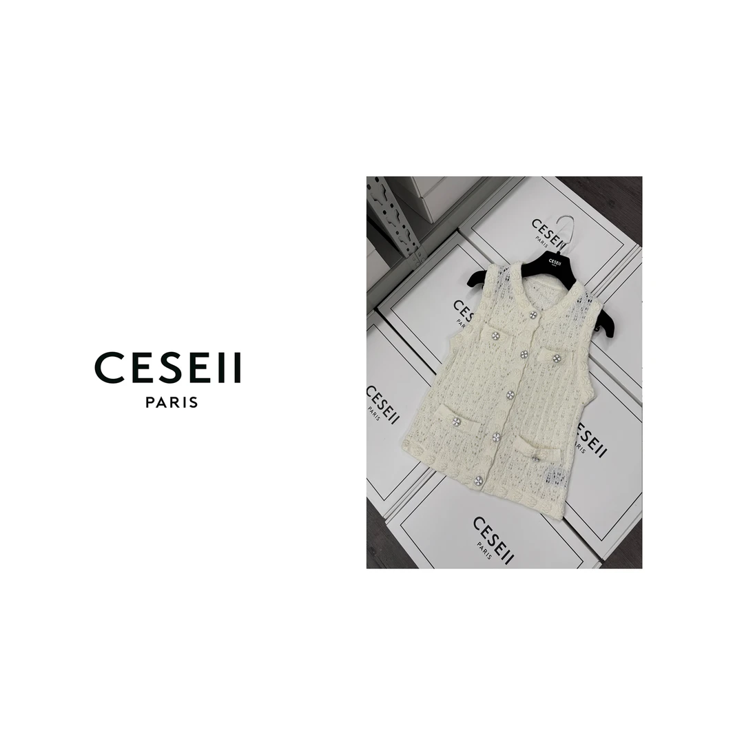 【25XJ467】2025春夏顶版休闲时尚弹力重磅针织无袖上衣