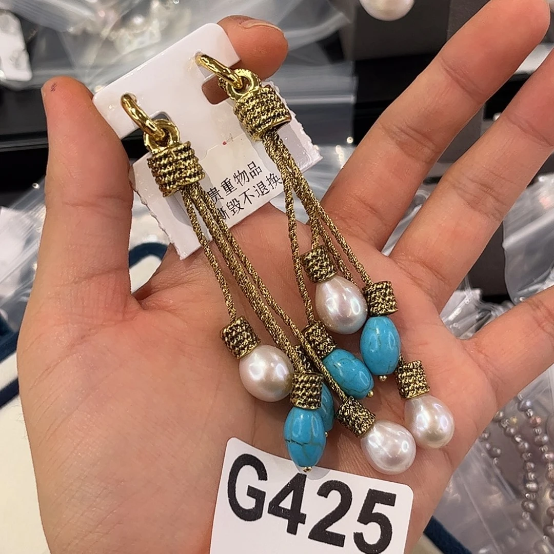 淡水珍珠耳饰合金