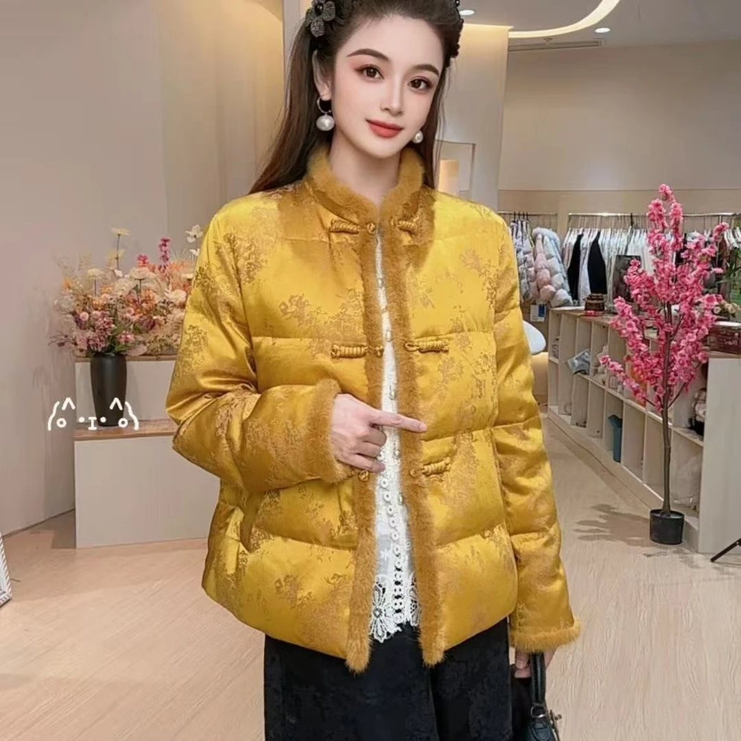 新中式提花棉服外套女装冬季新款加厚短款洋气宽松棉衣上衣25161