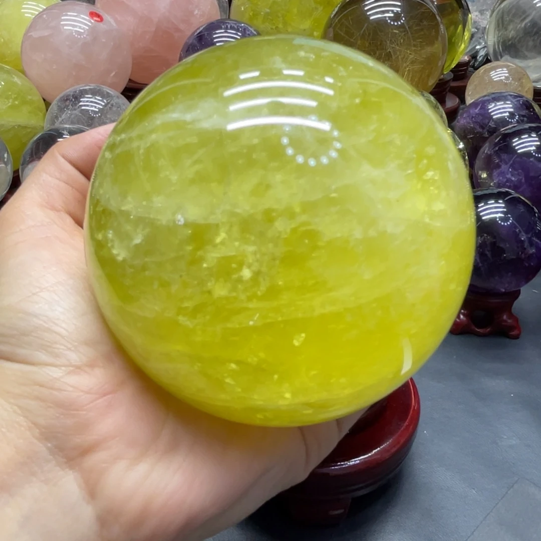 未镶嵌珠宝半成品水晶MM黄水晶球C2292