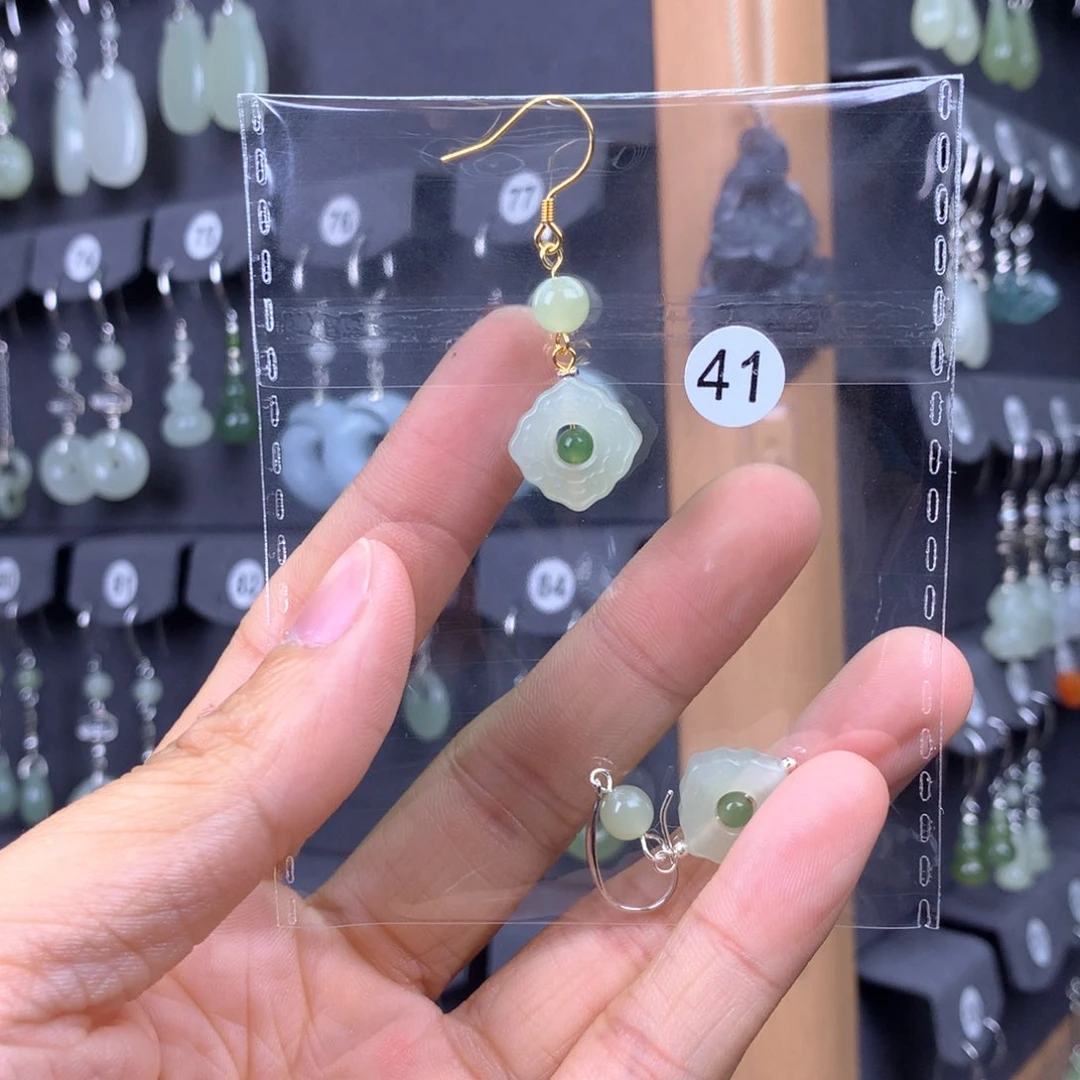 和田玉耳饰银S925镶嵌L****n