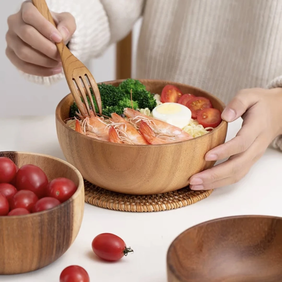 【整木沙拉碗】 南美胡桃木整木沙拉碗 约20-7cm 家用 木制