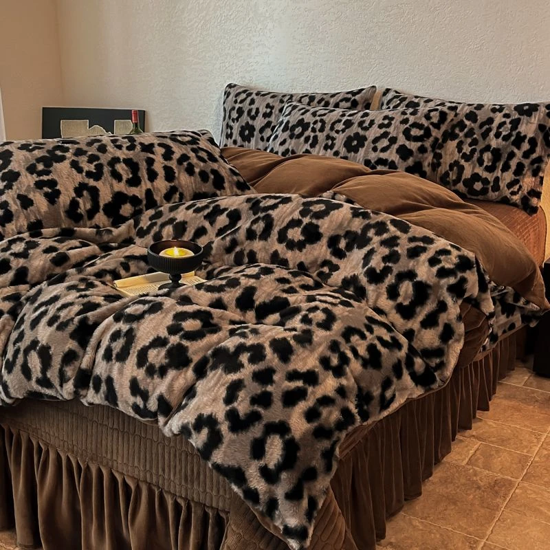 床盖床裙秋冬加厚保暖牛奶绒四件套被套床单家用床上用品南通家纺