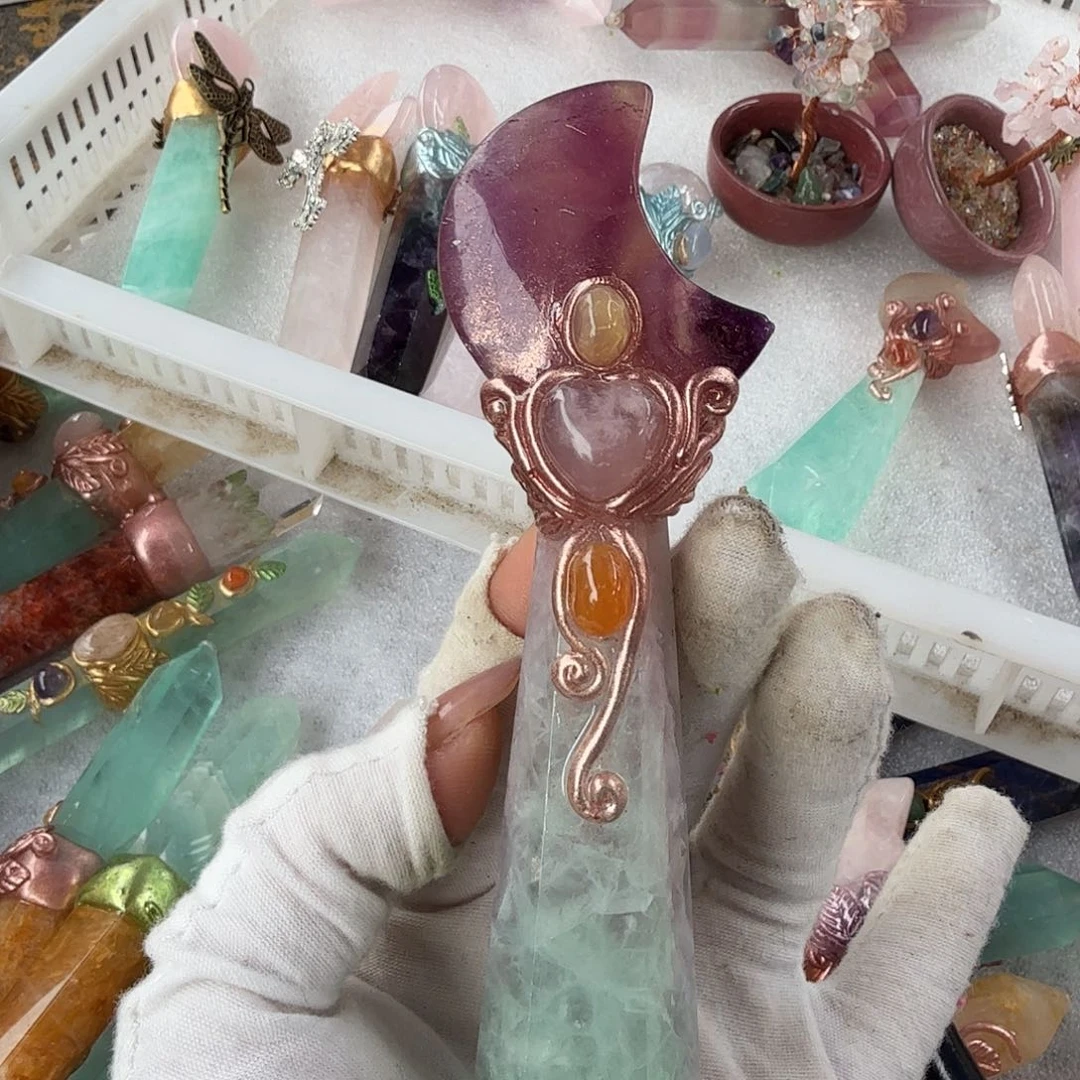 水晶手链22K金镶嵌萤石