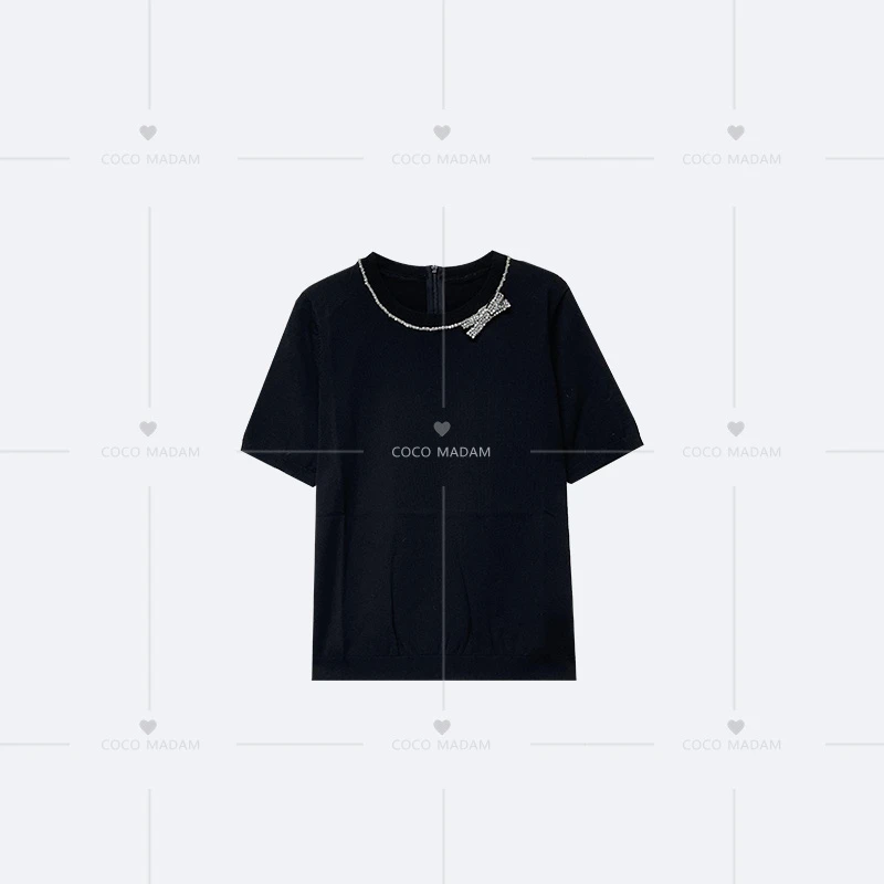 NIUNIU · Niu-477 早春时尚重工烫钻短袖上衣