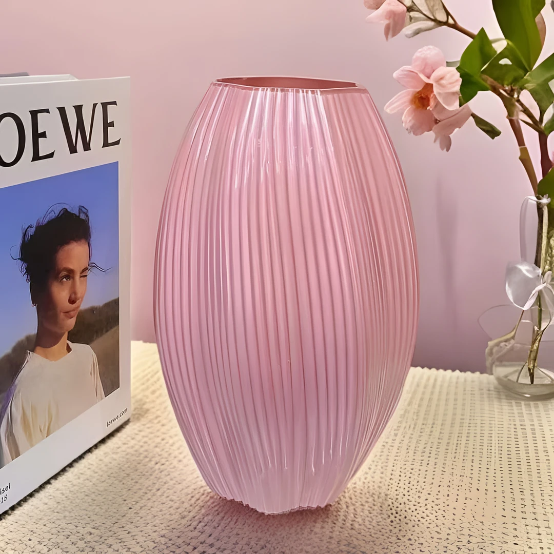 大号水培麦芽糖高档玻璃花瓶大号插花鲜花仿真花器客厅高级感摆件