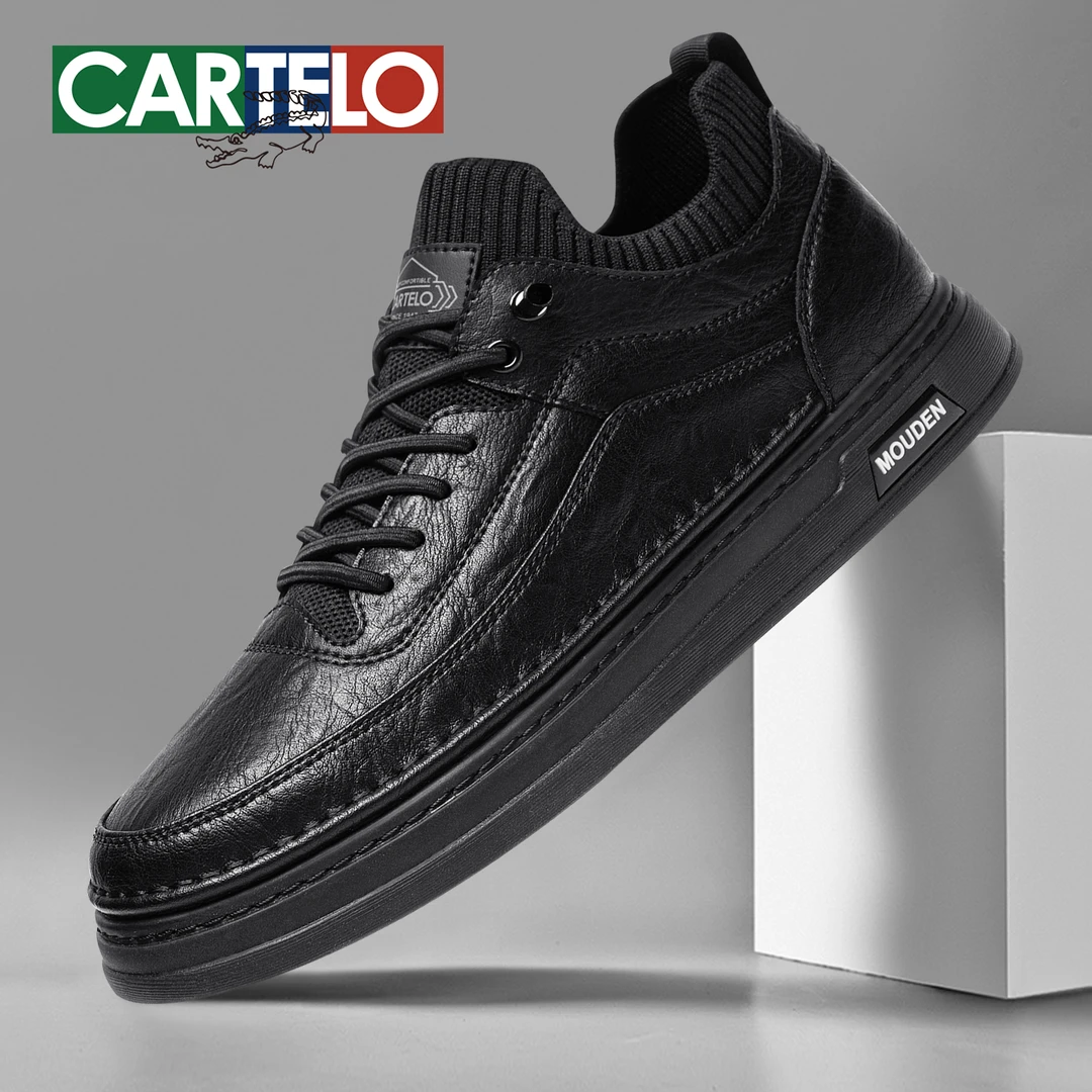 卡帝乐鳄鱼男鞋秋冬黑色板鞋增高马丁靴男士百搭厚底一脚蹬休闲鞋