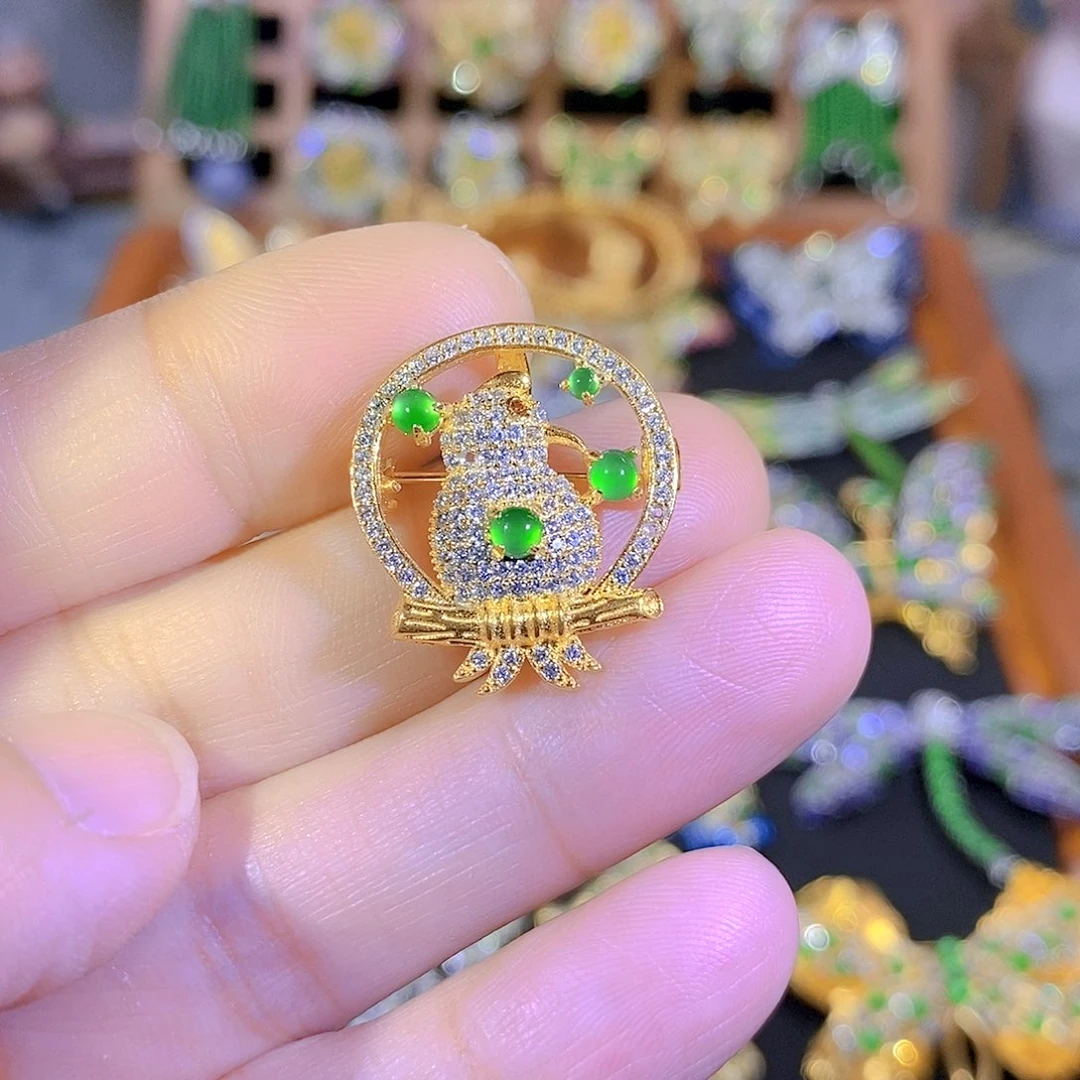 吊坠(不含链)银S925镶嵌翡翠