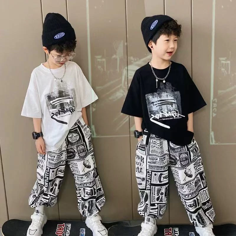 502486童装男童套装2025夏季休闲运动洋气两件套套装宝宝潮酷套装