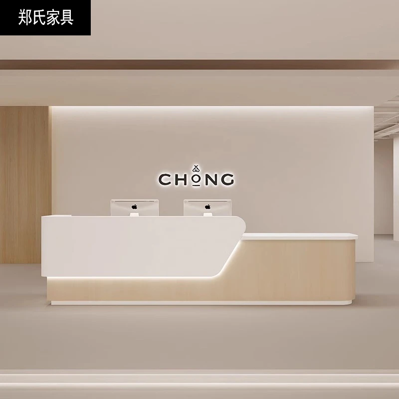 公司前台接待台前台柜最新款烤漆设计美容院收银台吧台柜台定制