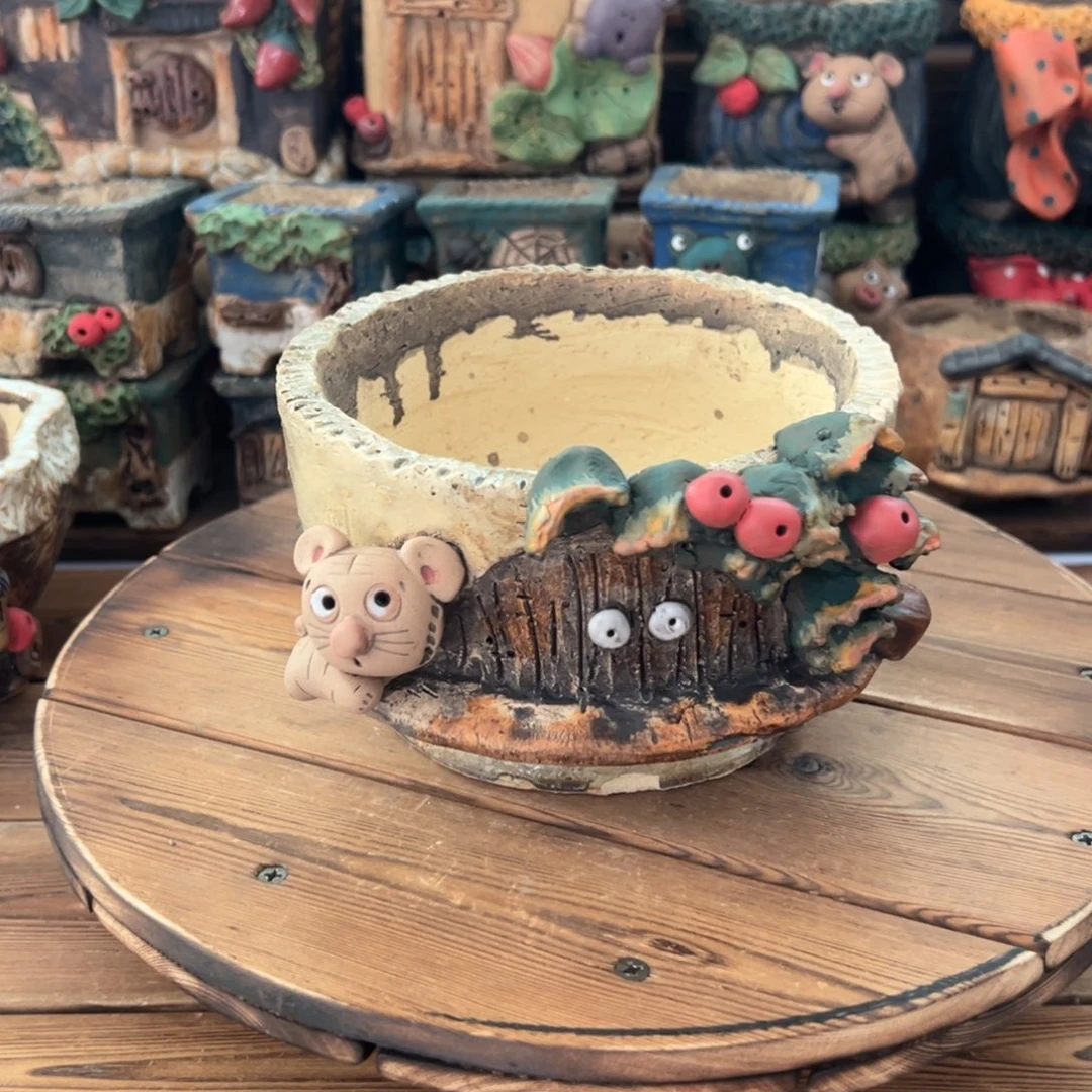 红陶嘻哈多肉花盆