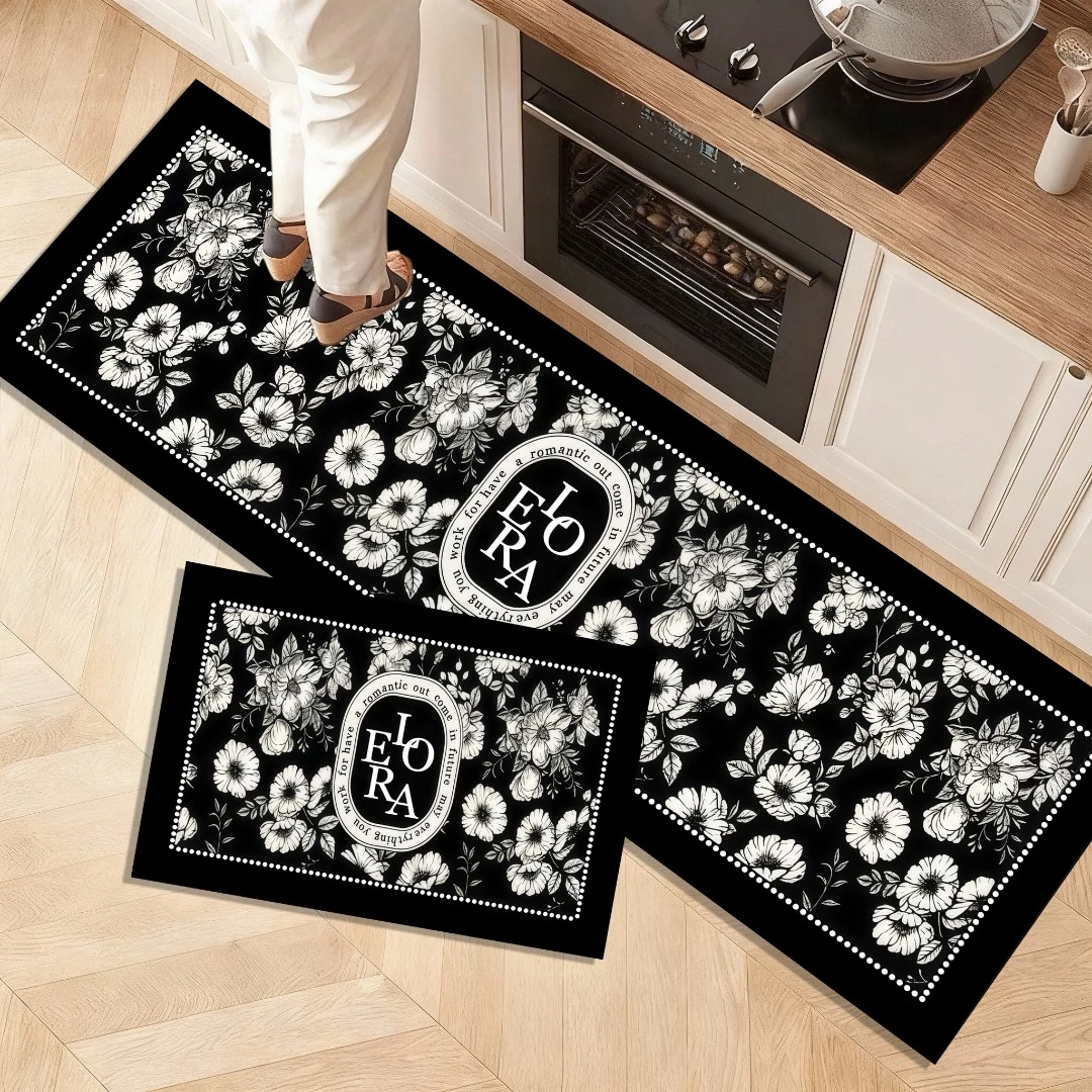 64【40*60+40*120】轻奢复古硅藻泥厨房两件套垫耐脏防污地垫