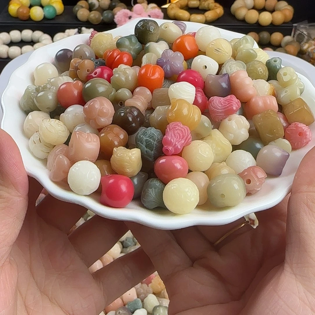 菩提根/象牙果手串卡12雕刻件混锅30颗