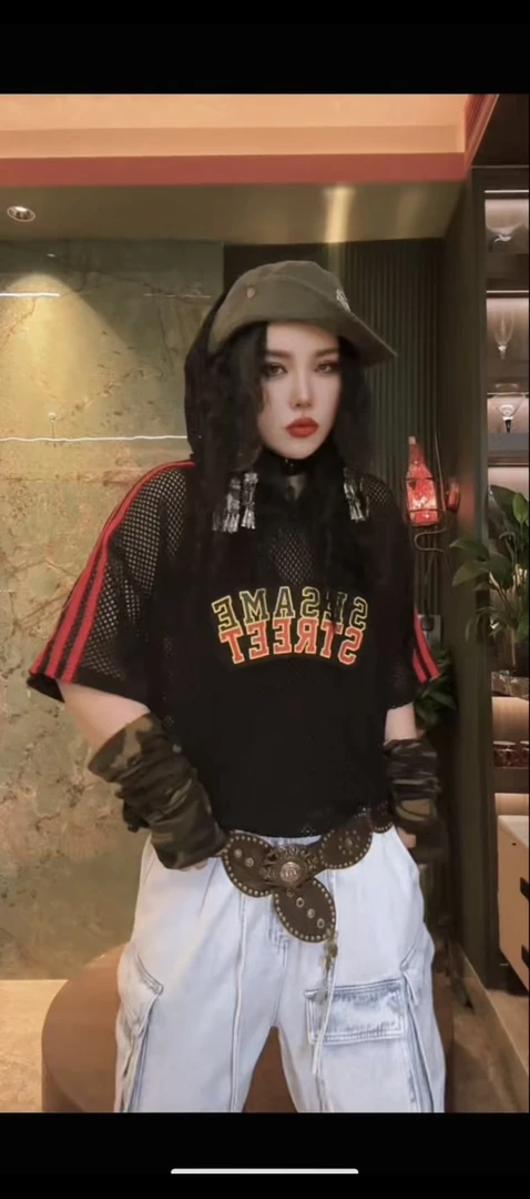 定制面料镂空帽衫体恤