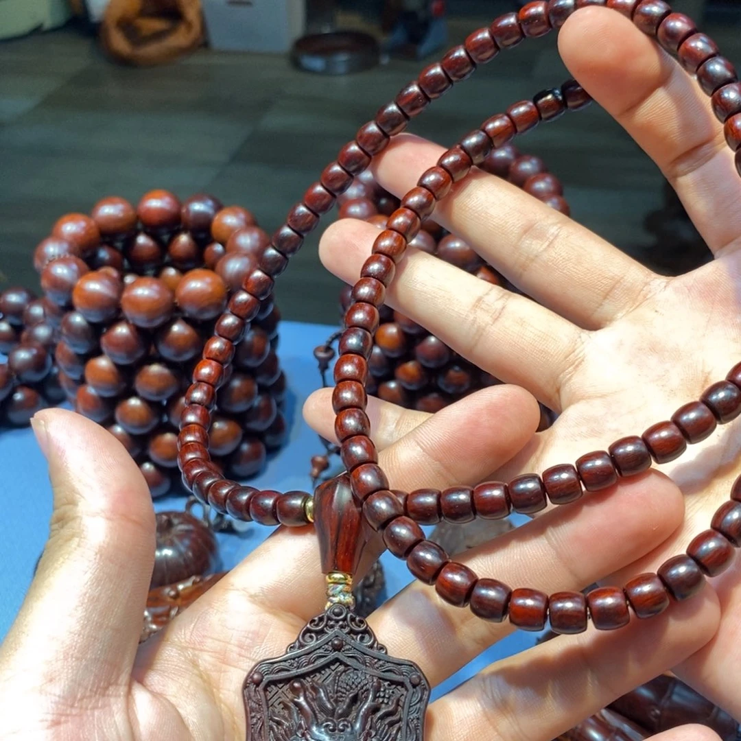 小叶紫檀手串/手链龙牌一套