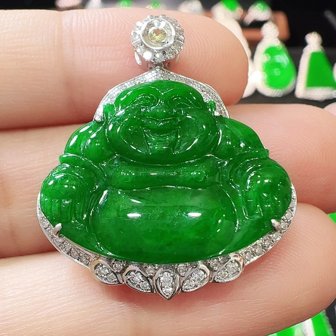 翡翠18K金镶嵌吊坠(不含链)