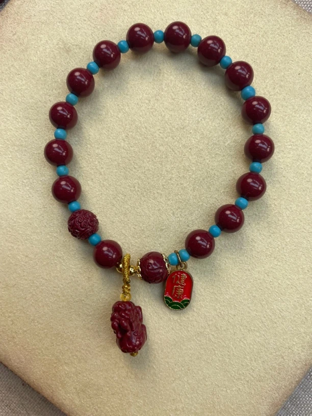 含辰砂工艺品朱砂手串高含量正品保真