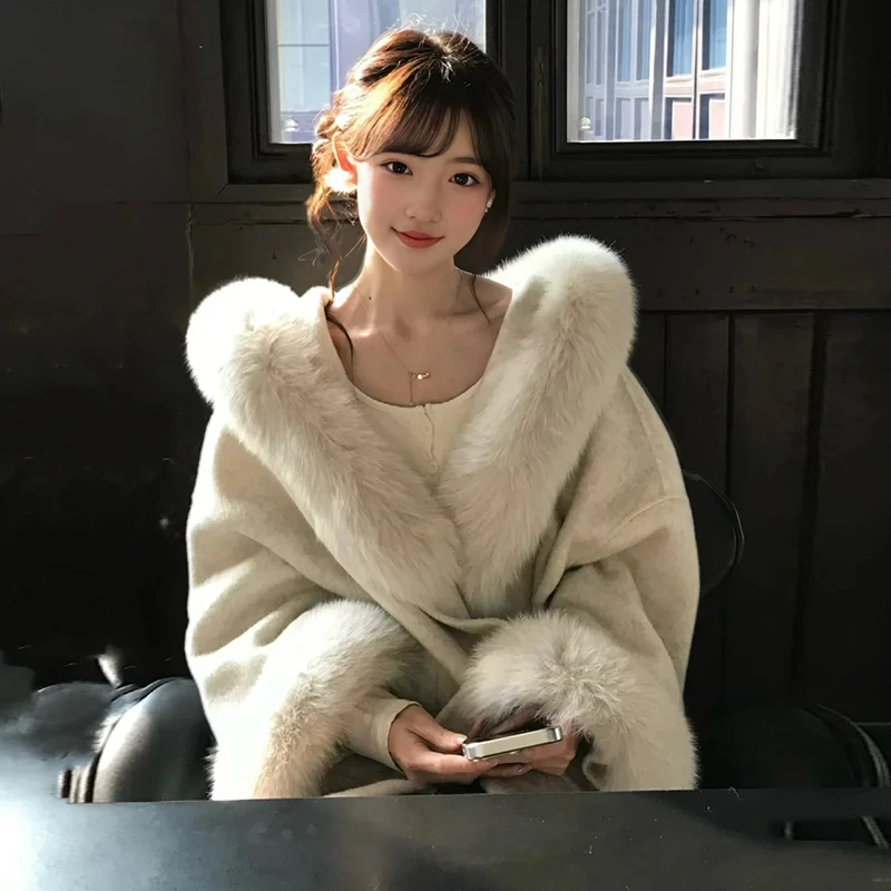 毛茸茸呢子大衣女春冬留洋千金高级感超好看温柔风毛呢外套小个子