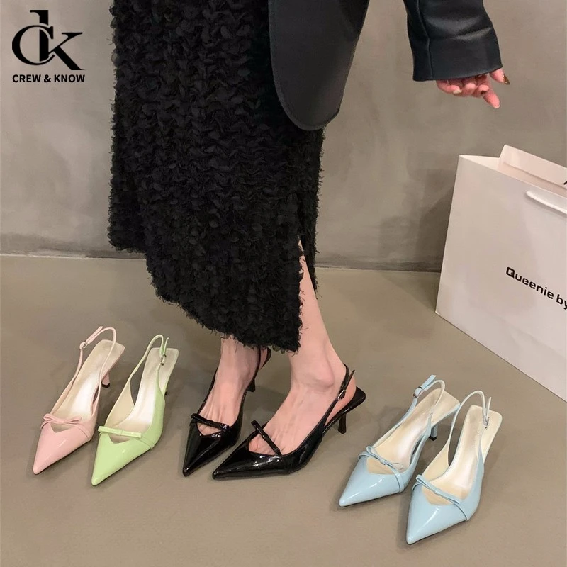 【官方正品】尖头黑色气质高跟包头凉鞋仙女鞋子2025新款春夏季