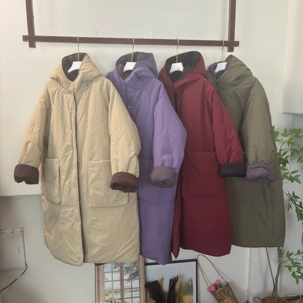双面面料 高级大气宽松显瘦双面穿棉服外套中长款