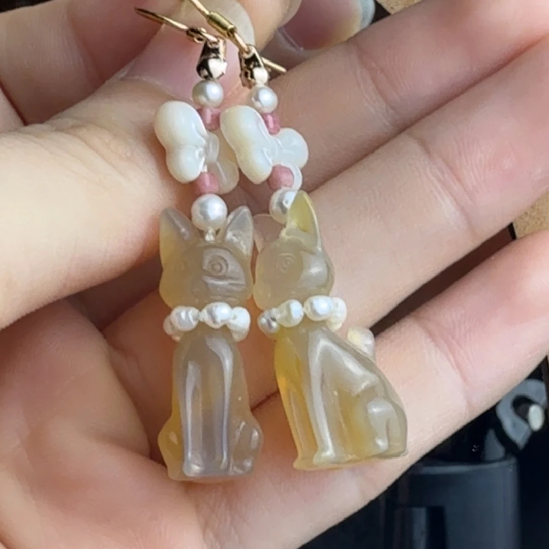 纯铜合金猫猫一对耳钩