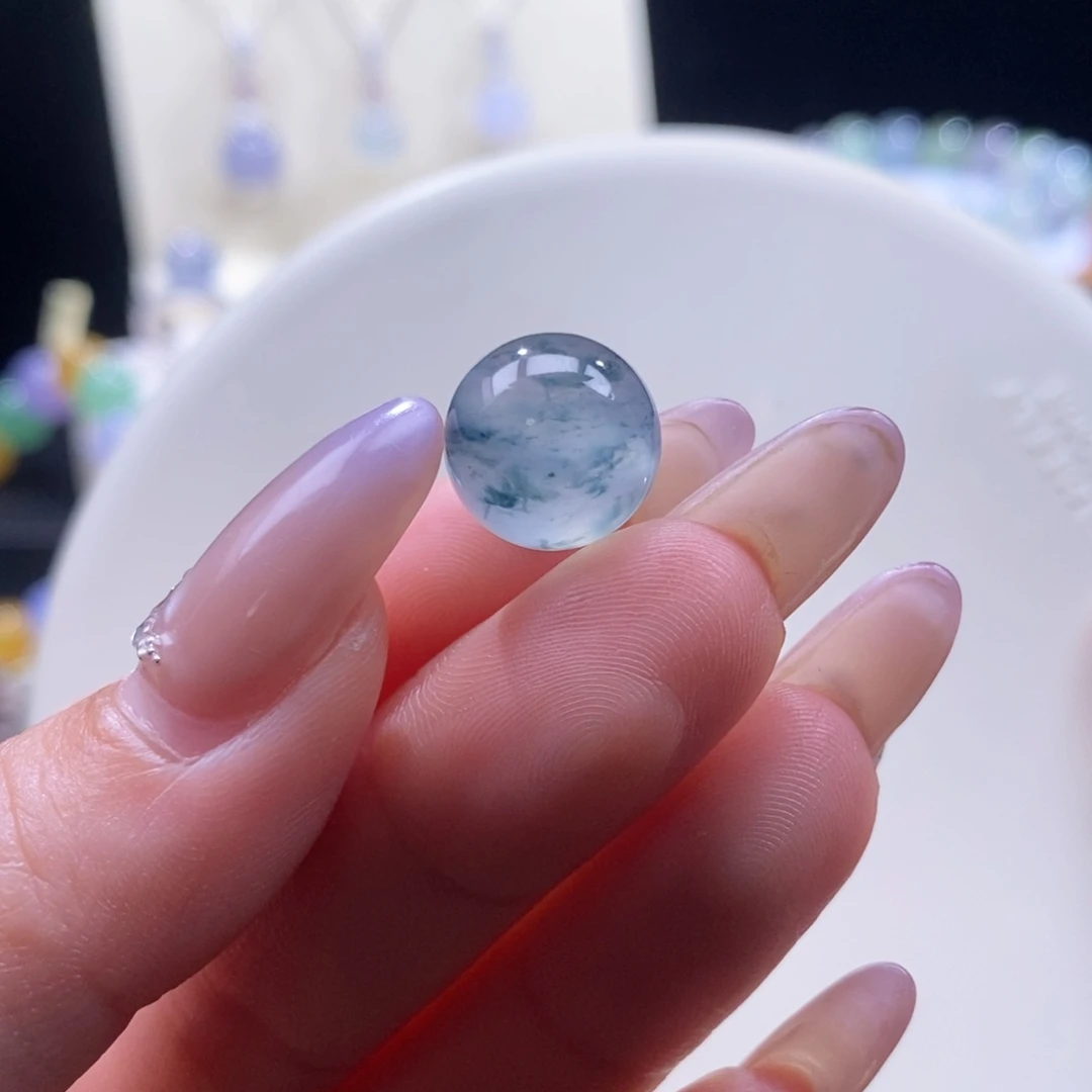 翡翠未镶嵌颈饰翡翠高冰木那飘蓝花珠