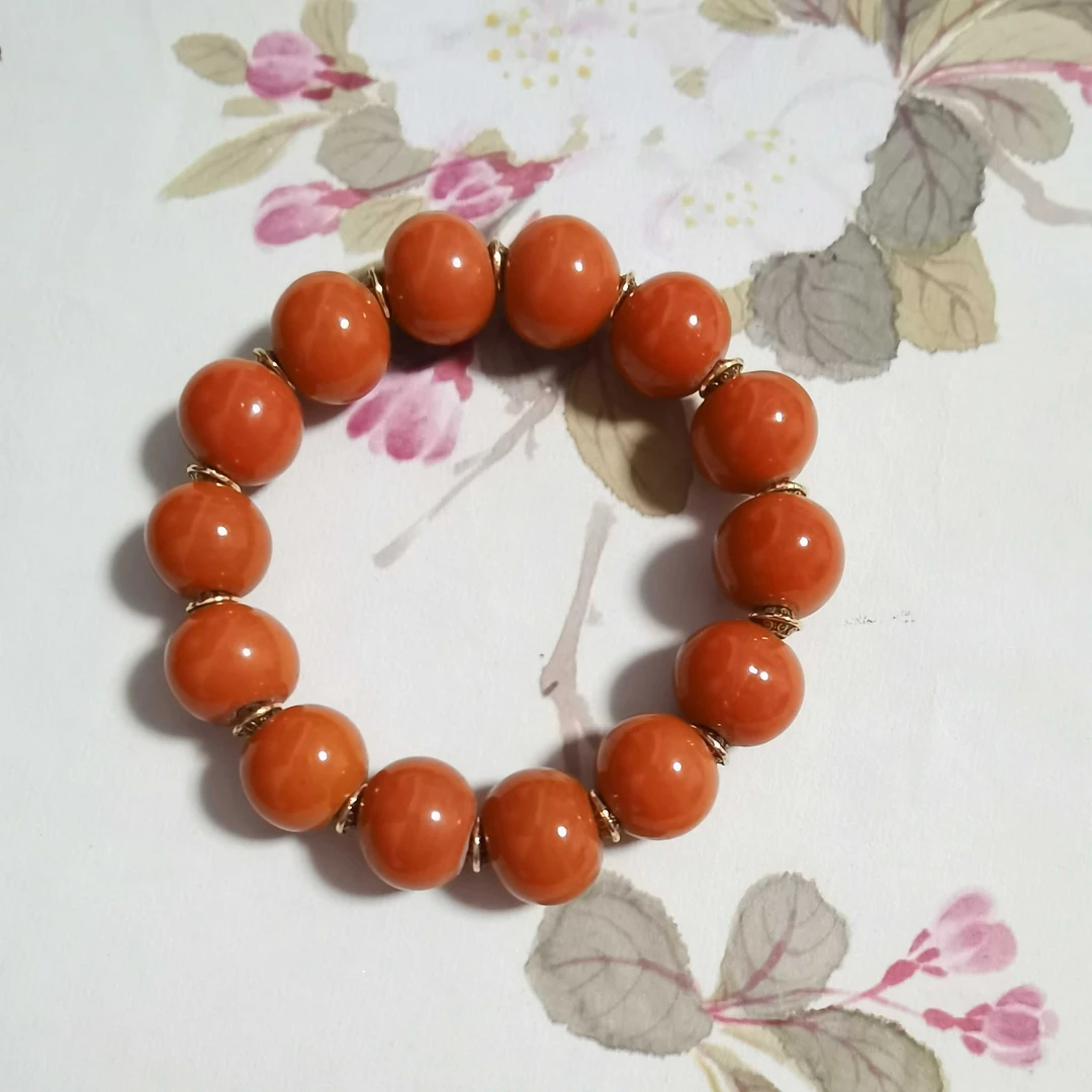 老琉璃复古百搭柿子红手串5031010