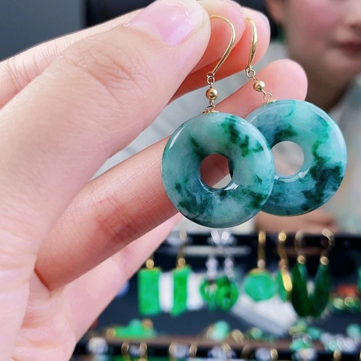 翡翠耳饰18K金镶嵌饰品