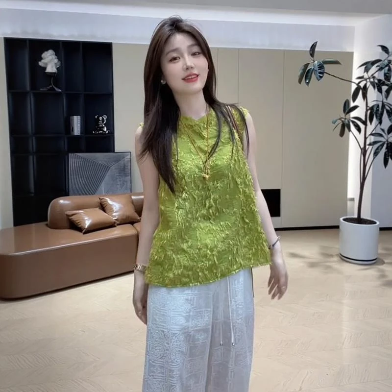 【豆子推荐】夏季新中式国风磨破流苏洋气无袖衬衫薄款气质百搭上衣