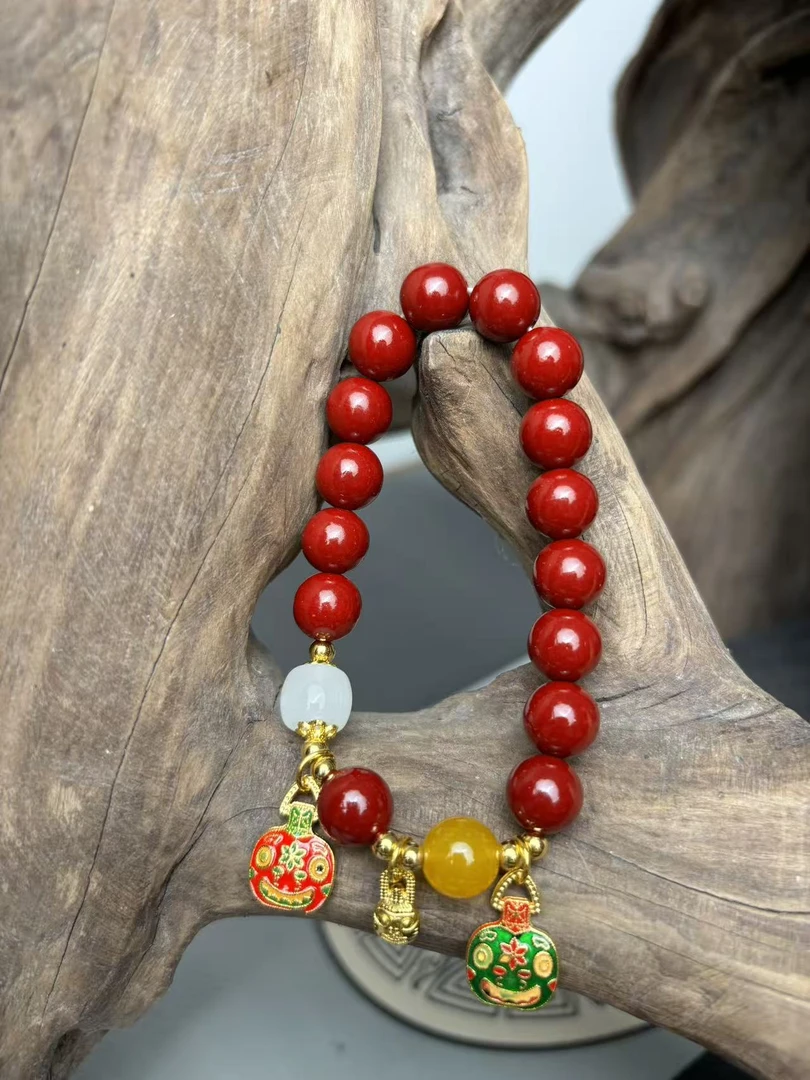 含辰砂工艺品朱砂10MM单圈吞金兽款 精品手串 无礼盒 AC 0026