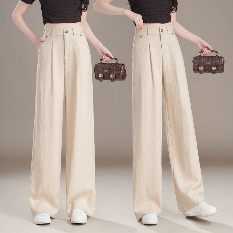 【炽帛/Cipbo】春夏新款宽松垂感裤窄版阔腿女山本裤拖地白色阔腿裤