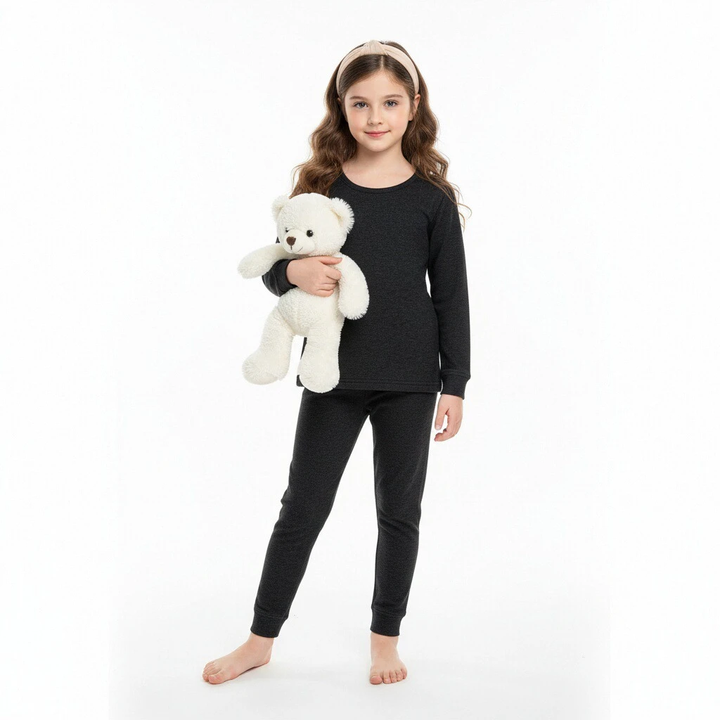 秋冬内里柞蚕丝儿童保暖贴肤舒适圆领长袖家居上衣+秋裤 194/195