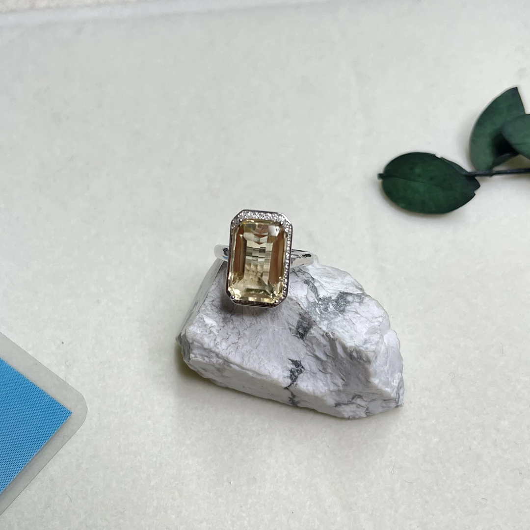 全新未使用  【六六中古】孤品s925黄水晶开口戒指aj4609