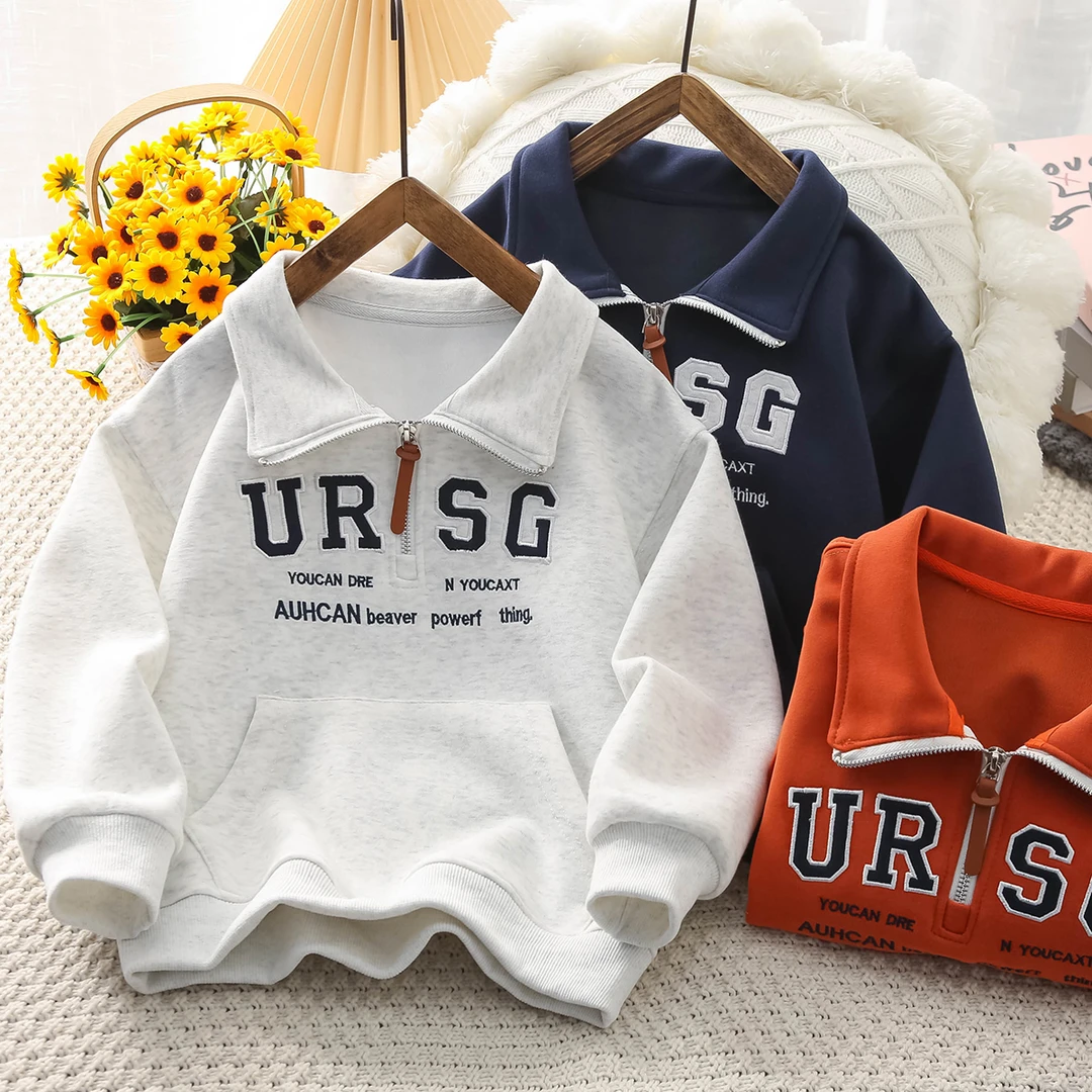 男童半拉链翻领卫衣2025秋季中大童休闲polo衫儿童长袖T恤衫2901