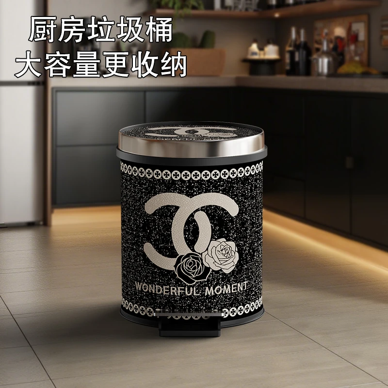 厨房垃圾桶2025新款法式轻奢高档客厅高颜值化妆室大容量带盖子
